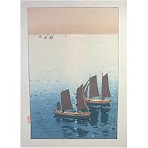 吉田博、【光る海】、希少画集画、状態良好、新品額 額装付 楽天市場】□龍香堂□ 復刻木版画 吉田博『瀬戸内海集 光る海